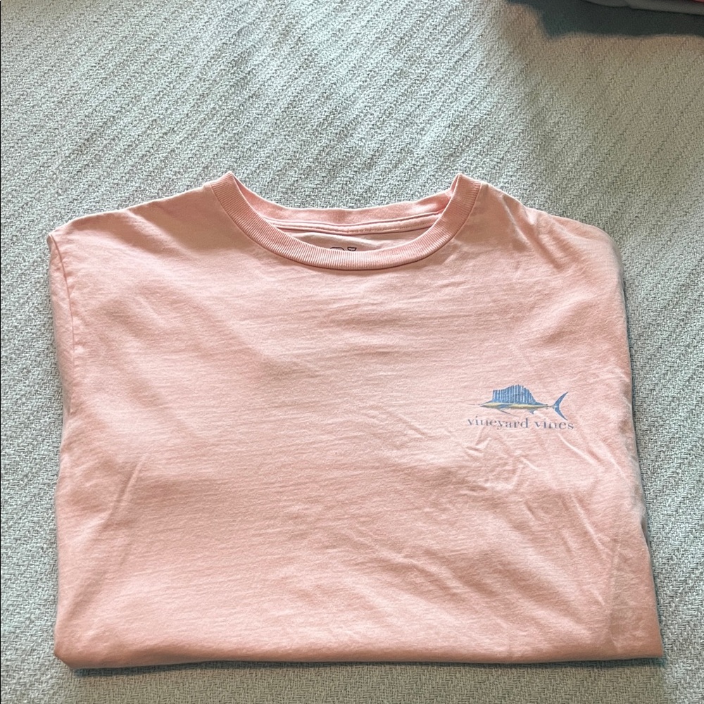 Vineyard Vines Pink Short Sleeve Tee with Blue Whale Logo